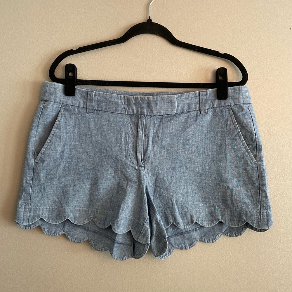 J. Crew Factory Light Blue Scalloped Jean Shorts